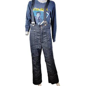 Snuggler Vintage 80s Black Ski Bib Snow Pants Men Medium Boot Cut Adjustable 34